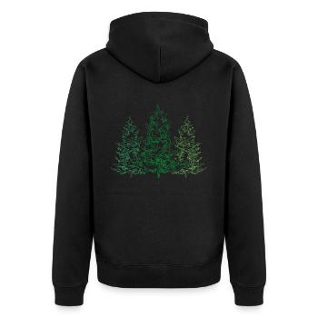 Line Art Fir Spruce Fir Trees Nature Lover - Unisex Premium Organic Zip Hoodie - black - Back - Nico (187cm)