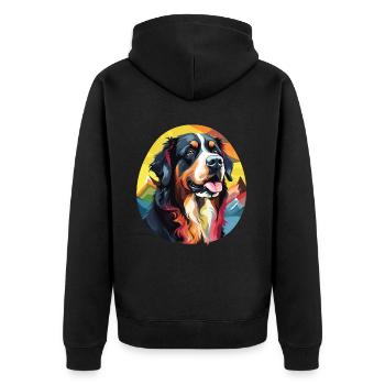 Chien Bouvier Bernois pop art - Veste à capuche bio Premium Unisexe - noir - Dos - Nico (187cm)
