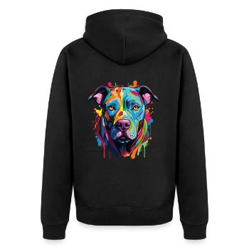 Pitbull breed dog with colorful popart style - Unisex Premium Organic Zip Hoodie - black - Back - Nico (187cm)