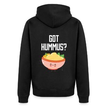 Hummus - Unisex Premium Organic Zip Hoodie - black - Back - Nico (187cm)
