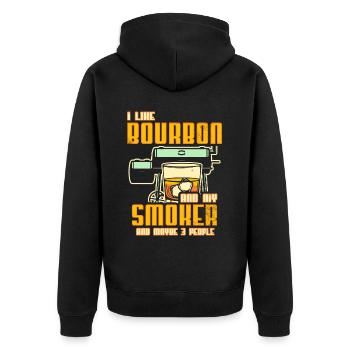 I Like My Bourbon And My Smoker And Maybe 3 People - Unisex Premium Organic Zip Hoodie - black - Back - Nico (187cm)