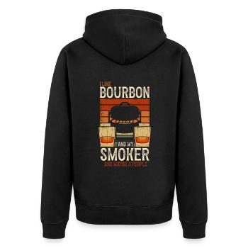 I Like My Bourbon And My Smoker And Maybe 3 People - Unisex Premium Organic Zip Hoodie - black - Back - Nico (187cm)
