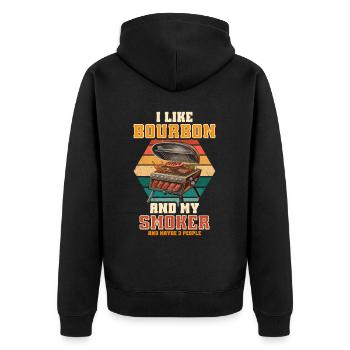 I Like My Bourbon And My Smoker And Maybe 3 People - Unisex Premium Organic Zip Hoodie - black - Back - Nico (187cm)