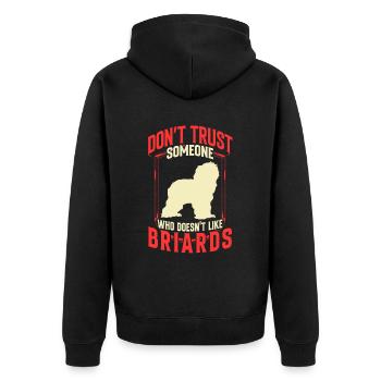 Briard nicht vertrauen Berger de Brie - Unisex Premium Bio Zip Hoodie - Schwarz - Hinten - Nico (187cm)