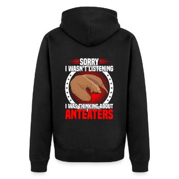An Ameisenbär gedacht Ameisenfresser - Unisex Premium Bio Zip Hoodie - Schwarz - Hinten - Nico (187cm)