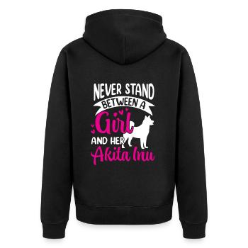Fille et son Akita Inu Akita japonais - Veste à capuche bio Premium Unisexe - noir - Dos - Nico (187cm)