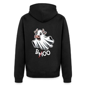 Spook-a-Moo: Die süßeste Kuh von Halloween - Unisex Premium Bio Zip Hoodie - Schwarz - Hinten - Nico (187cm)