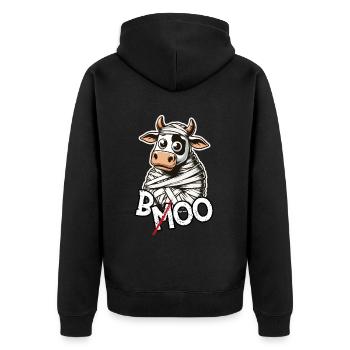 Spook-a-Moo: Die süßeste Kuh von Halloween - Unisex Premium Bio Zip Hoodie - Schwarz - Hinten - Nico (187cm)