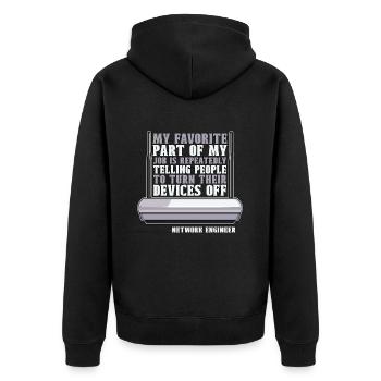 Network Engineer My Favorite Part Of My Networking - Unisex Premium Bio Zip Hoodie - Schwarz - Hinten - Nico (187cm)