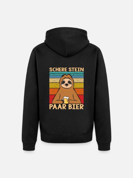  Bier Faultier - Unisex Premium Bio Zip Hoodie - Schwarz