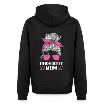 Field Hockey Mom Sunglasses Field - Unisex Premium Bio Zip Hoodie - Schwarz - Hinten - Nico (187cm)