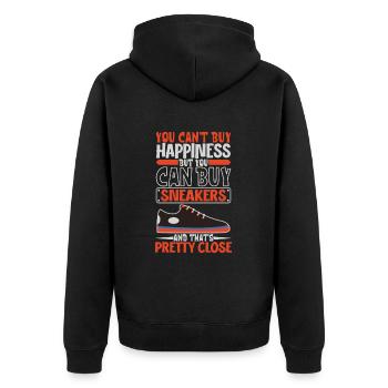 Schuhe machen glücklich - Schuhsammler - Unisex Premium Bio Zip Hoodie - Schwarz - Hinten - Nico (187cm)