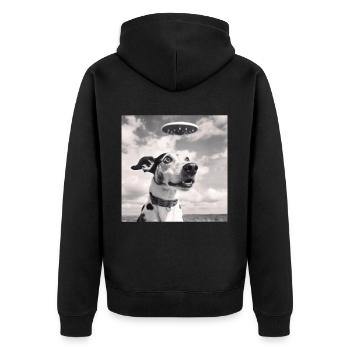 Selfie UFO Dog Funny Alien Ufo Dog Lover - Unisex Premium Organic Zip Hoodie - black - Back - Nico (187cm)