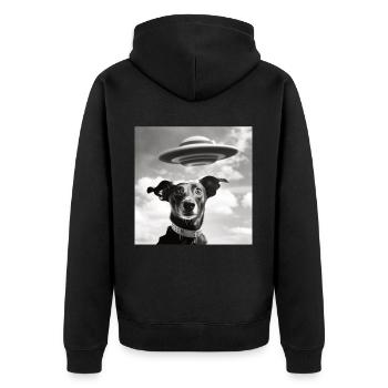 Selfie UFO Dog Funny Alien Ufo Dog Lover - Unisex Premium Organic Zip Hoodie - black - Back - Nico (187cm)