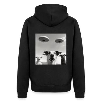 Selfie UFO Dog Funny Alien Ufo Dog Lover - Unisex Premium Organic Zip Hoodie - black - Back - Nico (187cm)