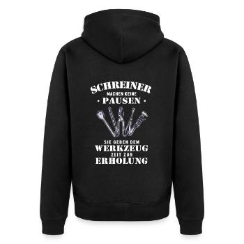 Schreiner Pausen Werkzeug Erholung Carpenter - Unisex Premium Bio Zip Hoodie - Schwarz - Hinten - Nico (187cm)