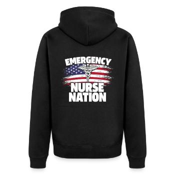 Krankenschwester US Flagge - Unisex Premium Bio Zip Hoodie - Schwarz - Hinten - Nico (187cm)