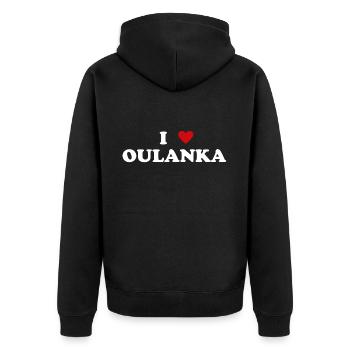 Parc national de Heart en Finlande - J’aime Oulanka - Veste à capuche bio Premium Unisexe - noir - Dos - Nico (187cm)