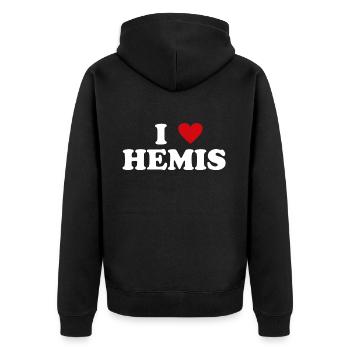 Heart National Park India - I Love Hemis - Unisex Premium Organic Zip Hoodie - black - Back - Nico (187cm)