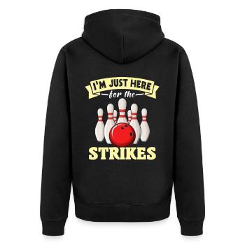 Bowlingspieler Bowling - Unisex Premium Bio Zip Hoodie - Schwarz - Hinten - Nico (187cm)