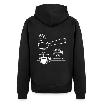 Siebträger Kaffeemaschine Kaffee Rösten - Unisex Premium Bio Zip Hoodie - Schwarz - Hinten - Nico (187cm)