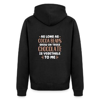 Schokolade Schoko Essen Kakao Geschenk - Unisex Premium Bio Zip Hoodie - Schwarz - Hinten - Nico (187cm)