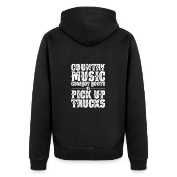 Cowboy Cowboystiefel Western Geschenk - Unisex Premium Bio Zip Hoodie - Schwarz - Hinten - Nico (187cm)