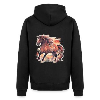 Cheval chevaux jument Folen équitation cavalier cadeau - Veste à capuche bio Premium Unisexe - noir - Dos - Nico (187cm)