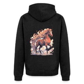 Horse - Unisex Premium Organic Zip Hoodie - black - Back - Nico (187cm)