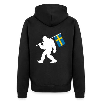 Sweden - Unisex Premium Organic Zip Hoodie - black - Back - Nico (187cm)