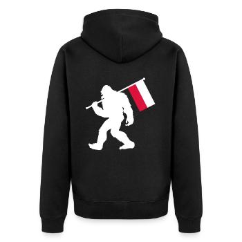Poland - Unisex Premium Organic Zip Hoodie - black - Back - Nico (187cm)
