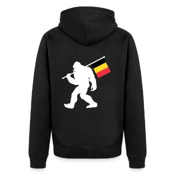 Belgien - Unisex Premium Bio Zip Hoodie - Schwarz - Hinten - Nico (187cm)