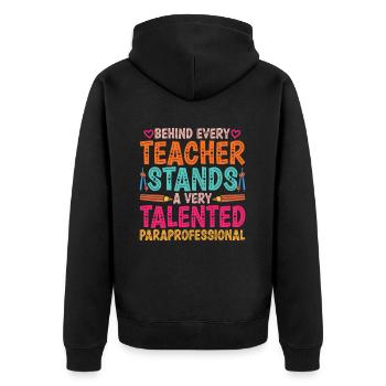 Educational Assistant Teaching Assistant - Unisex Premium Organic Zip Hoodie - black - Back - Nico (187cm)
