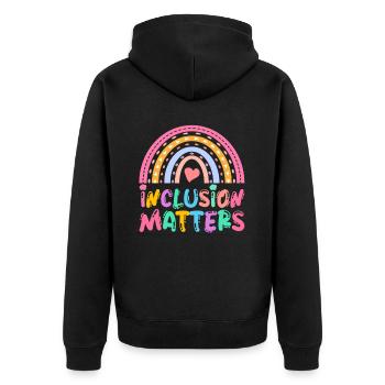 Erziehungsassistent Inclusion Matters - Unisex Premium Bio Zip Hoodie - Schwarz - Hinten - Nico (187cm)