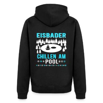 Eisbader wollen Eisbaden - Eisschwimmen Kältebad - Unisex Premium Bio Zip Hoodie - Schwarz - Hinten - Nico (187cm)