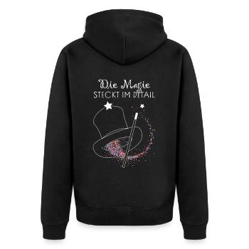Illusionist Kartenmagie Zaubertrick Hobbyzauberer - Unisex Premium Bio Zip Hoodie - Schwarz - Hinten - Nico (187cm)