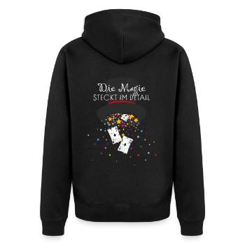 Magier Kartentricks Kartenmagie Kartenzauber Magie - Unisex Premium Bio Zip Hoodie - Schwarz - Hinten - Nico (187cm)