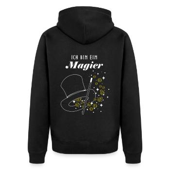 Magier Zauberer Münzmagie Münztricks Illusionist - Unisex Premium Bio Zip Hoodie - Schwarz - Hinten - Nico (187cm)