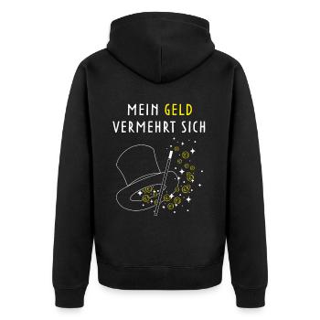 Münztricks Münzmagie Münzen Zauberhut Zaubershow - Unisex Premium Bio Zip Hoodie - Schwarz - Hinten - Nico (187cm)