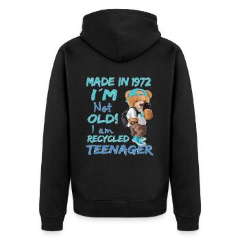 1972 Geburtstag Teddy funny old Teenager - Unisex Premium Bio Zip Hoodie - Schwarz - Hinten - Nico (187cm)