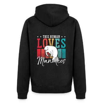Dugong Cet Humain Aime Les Lamantins Animal Marin - Veste à capuche bio Premium Unisexe - noir - Dos - Nico (187cm)