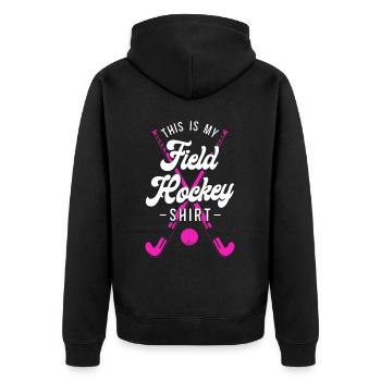Field Hockey This Is My Field - Unisex Premium Organic Zip Hoodie - black - Back - Nico (187cm)