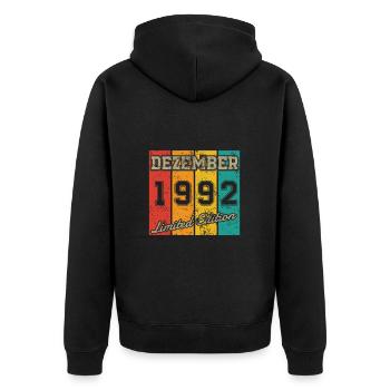Date de naissance : Décembre 1992 - Édition limitée Retro - Veste à capuche bio Premium Unisexe - noir - Dos - Nico (187cm)