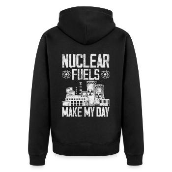 Kernkraftwerk Kernenergie - Unisex Premium Bio Zip Hoodie - Schwarz - Hinten - Nico (187cm)
