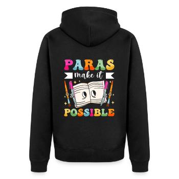 Funny Paras Teacher Paraprofessional - Unisex Premium Organic Zip Hoodie - black - Back - Nico (187cm)