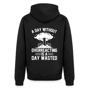 Kernkraftwerk - Unisex Premium Bio Zip Hoodie - Schwarz - Hinten - Nico (187cm)