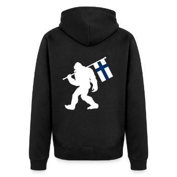 Finnland Bigfoot - Unisex Premium Bio Zip Hoodie - Schwarz - Hinten - Nico (187cm)