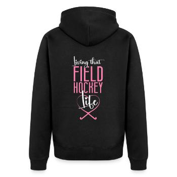Le hockey sur gazon sur le terrain - Veste à capuche bio Premium Unisexe - noir - Dos - Nico (187cm)