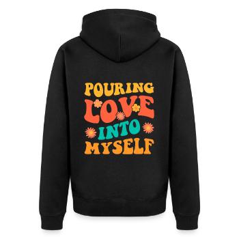 Motivation Amour de soi Positivité Je t’aime - Veste à capuche bio Premium Unisexe - noir - Dos - Nico (187cm)