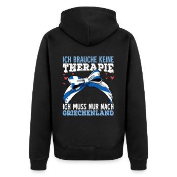 Griechenland - Unisex Premium Bio Zip Hoodie - Schwarz - Hinten - Nico (187cm)